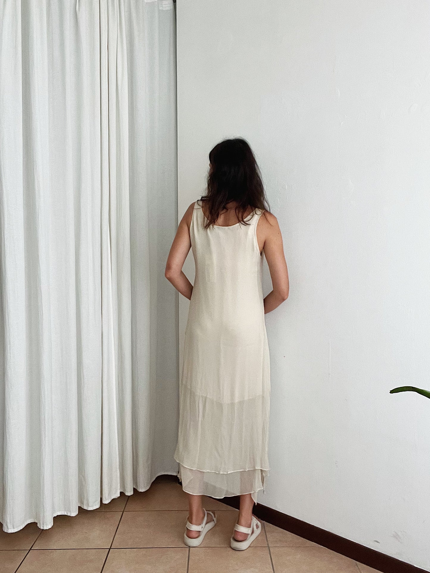 Abito in seta beige M