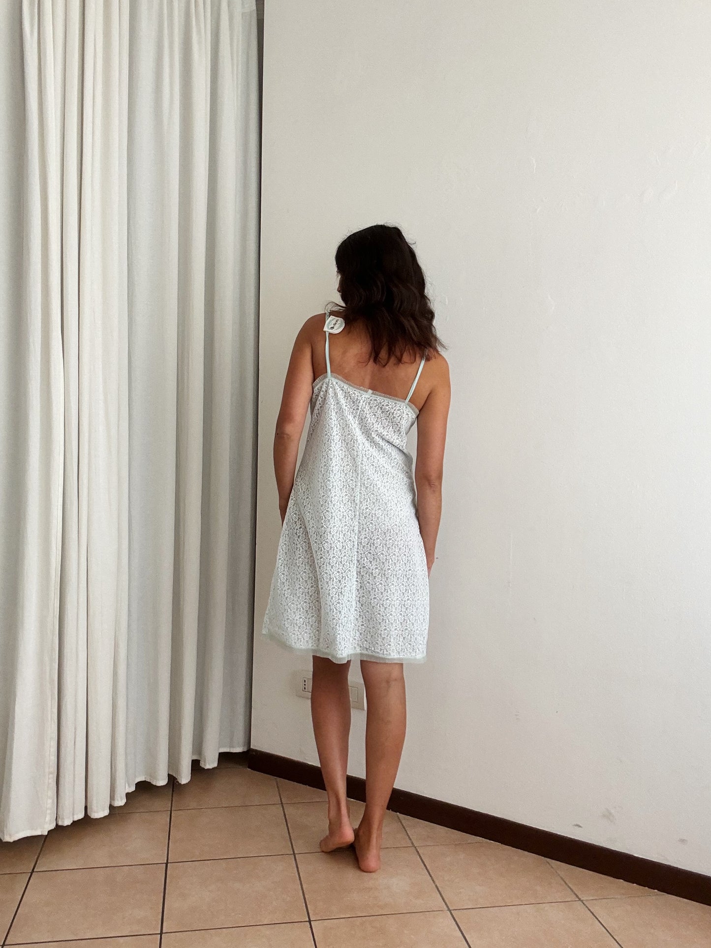 Sottoveste pizzo azzurro L