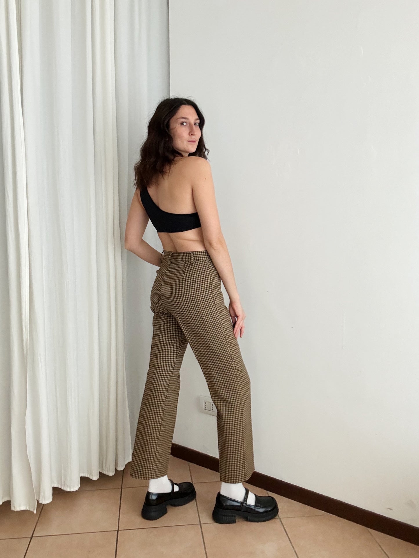 Pantaloni lana beige M