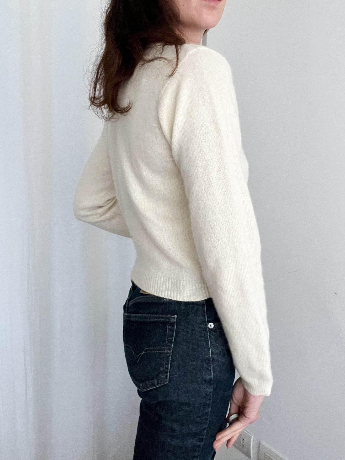 Cardigan bianco con ricami S/M