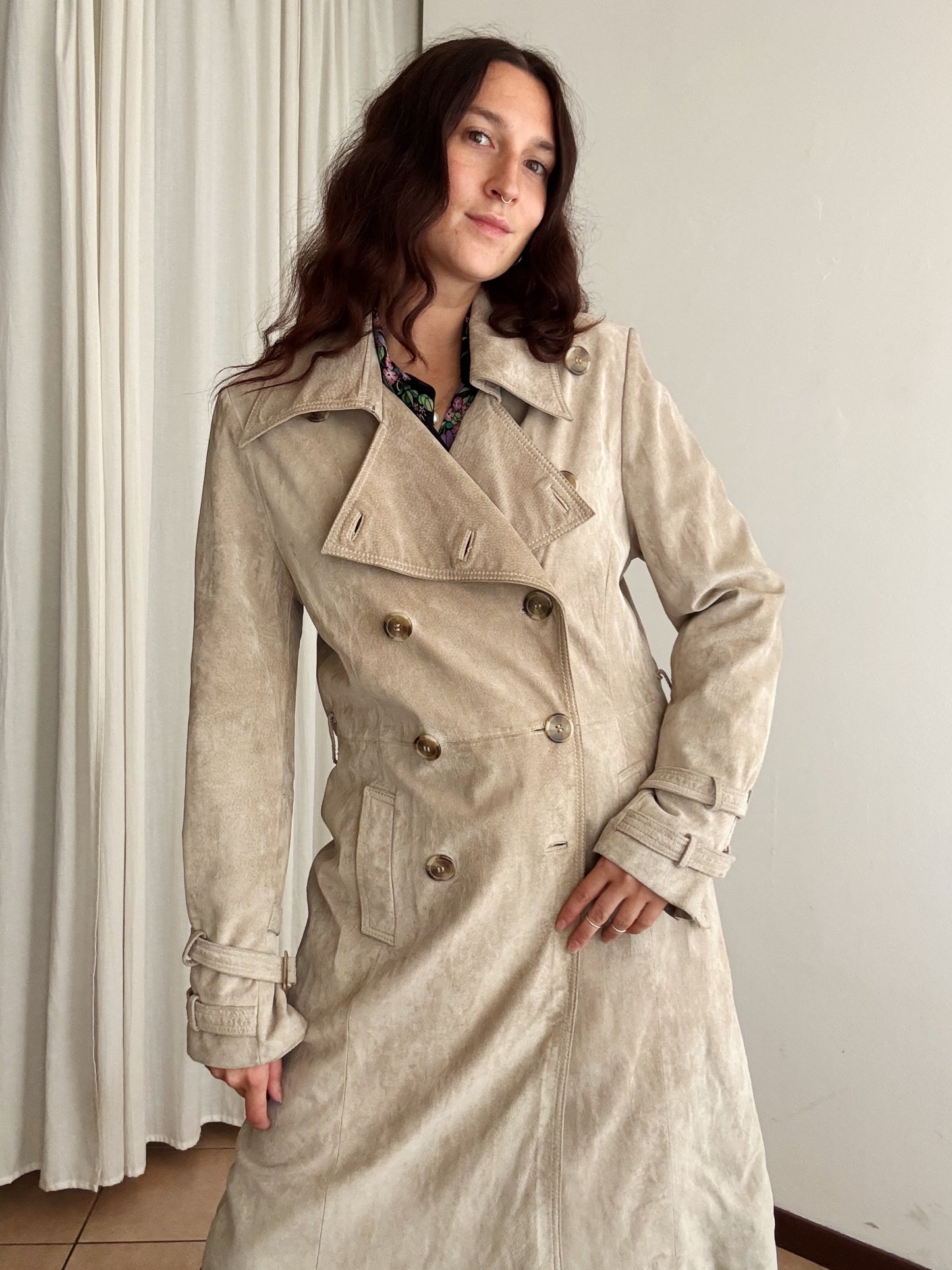 Trench in pelle beige 42