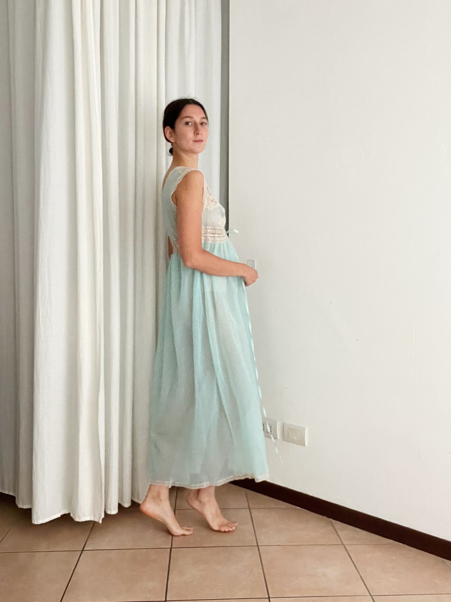 Sottoveste turchese pizzo M