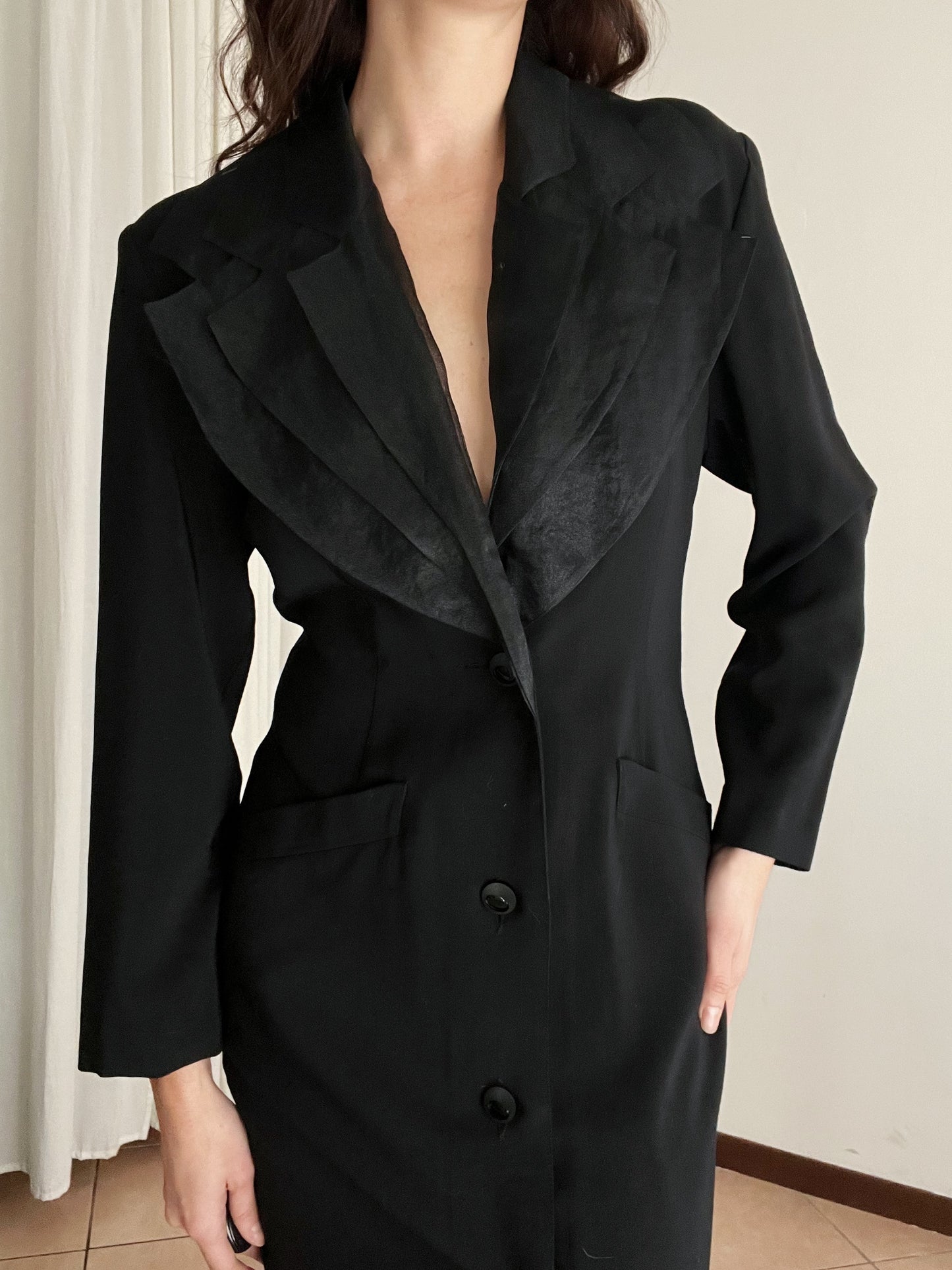 Abito blazer colletto organza 44