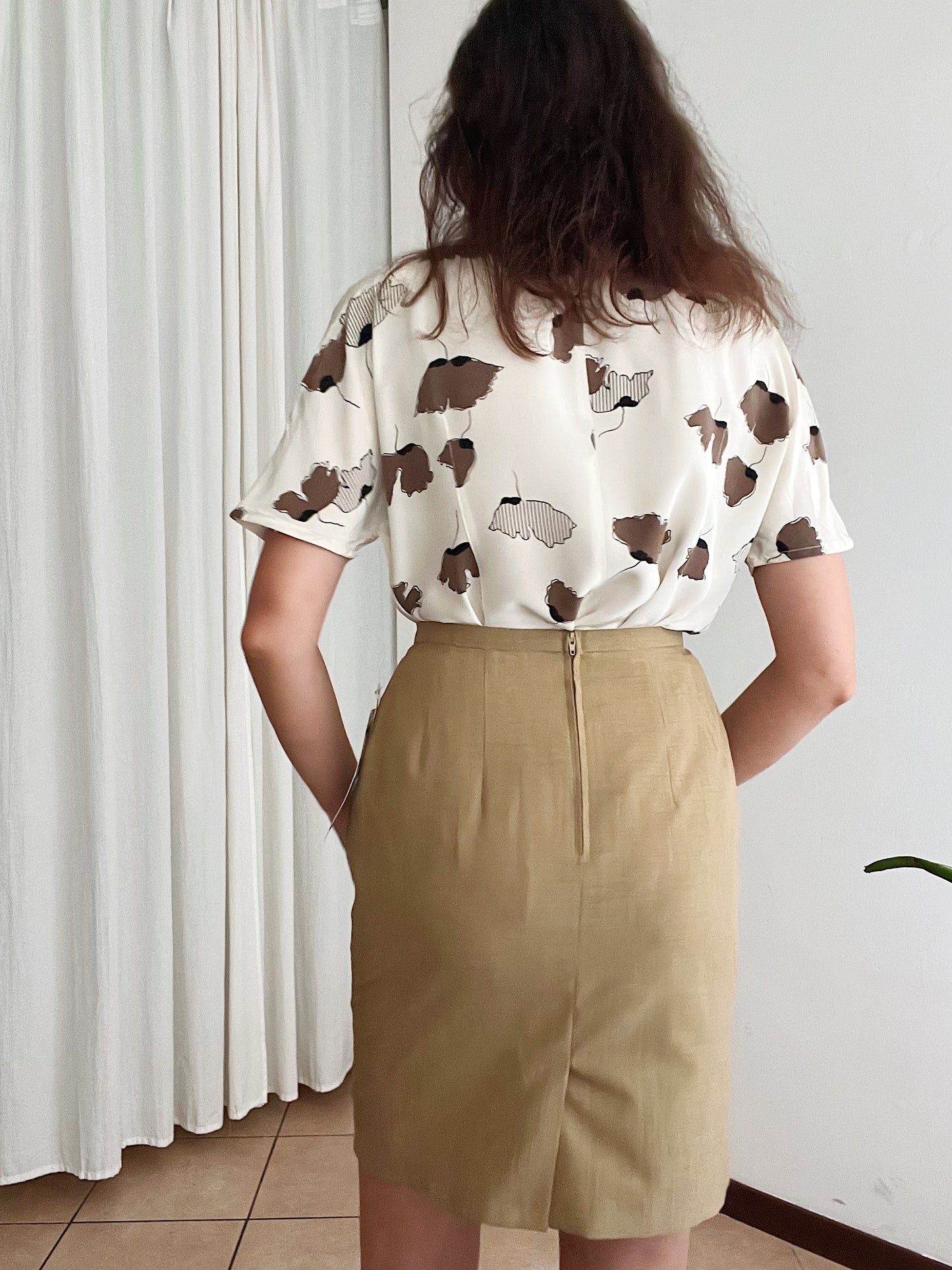 Blusa seta panna beige L