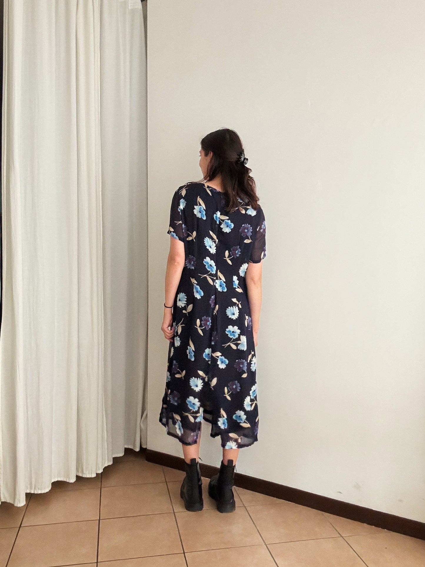 Abito lungo floreale blu 46