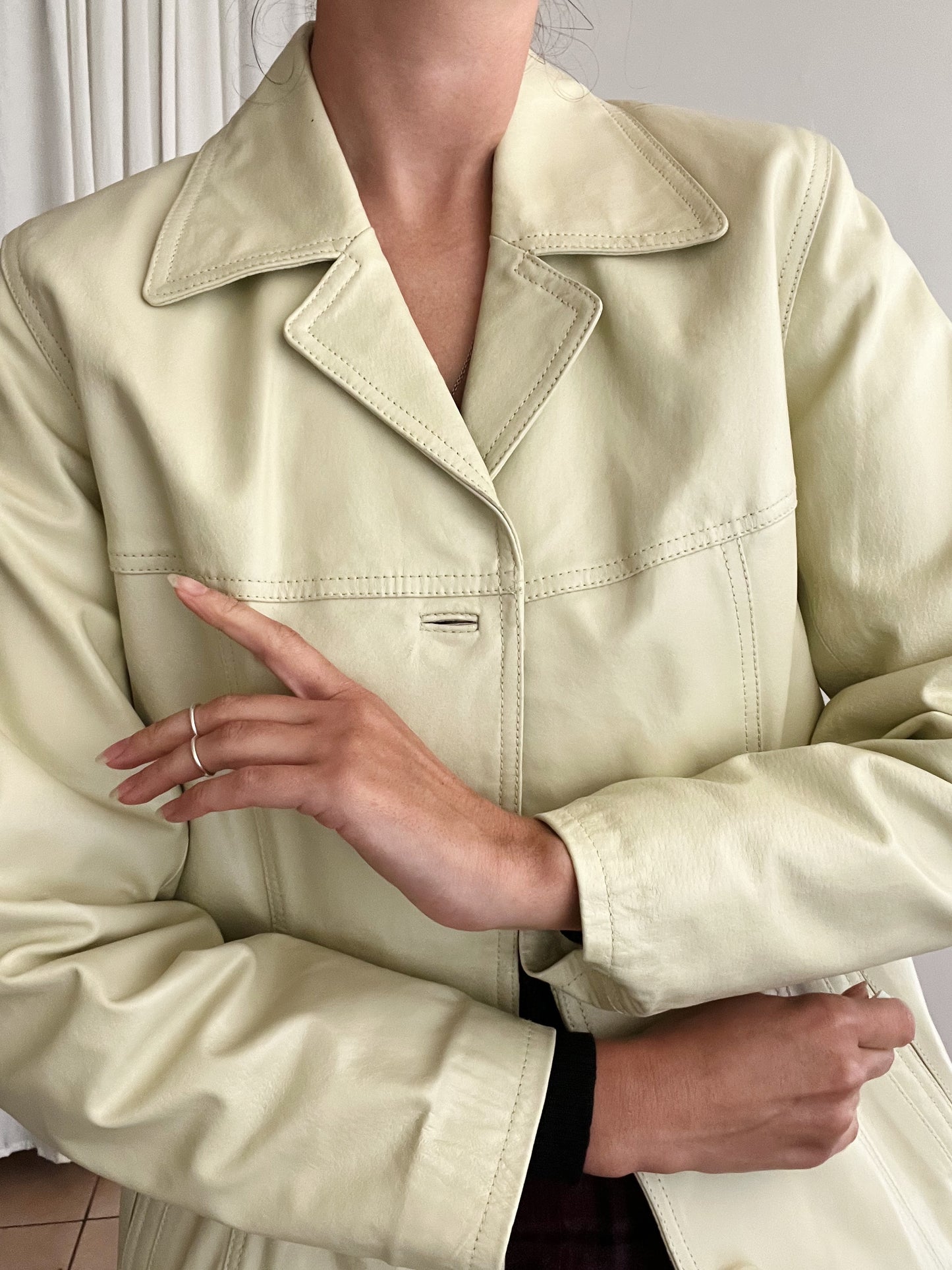 Giacca in pelle burro 40