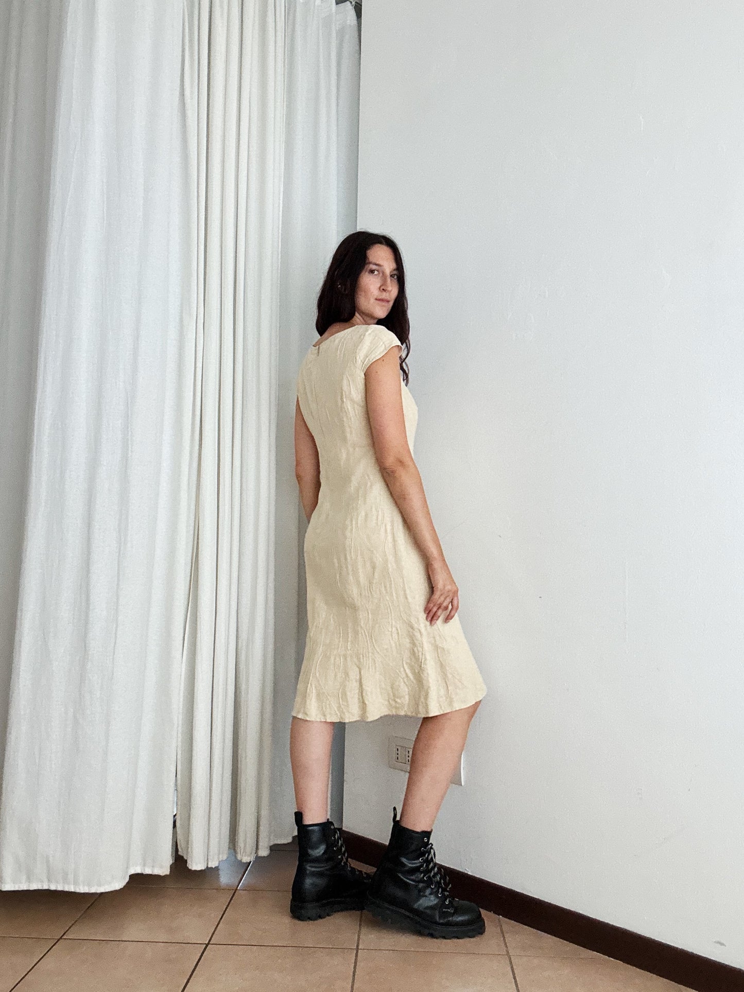 Abito lino beige 42