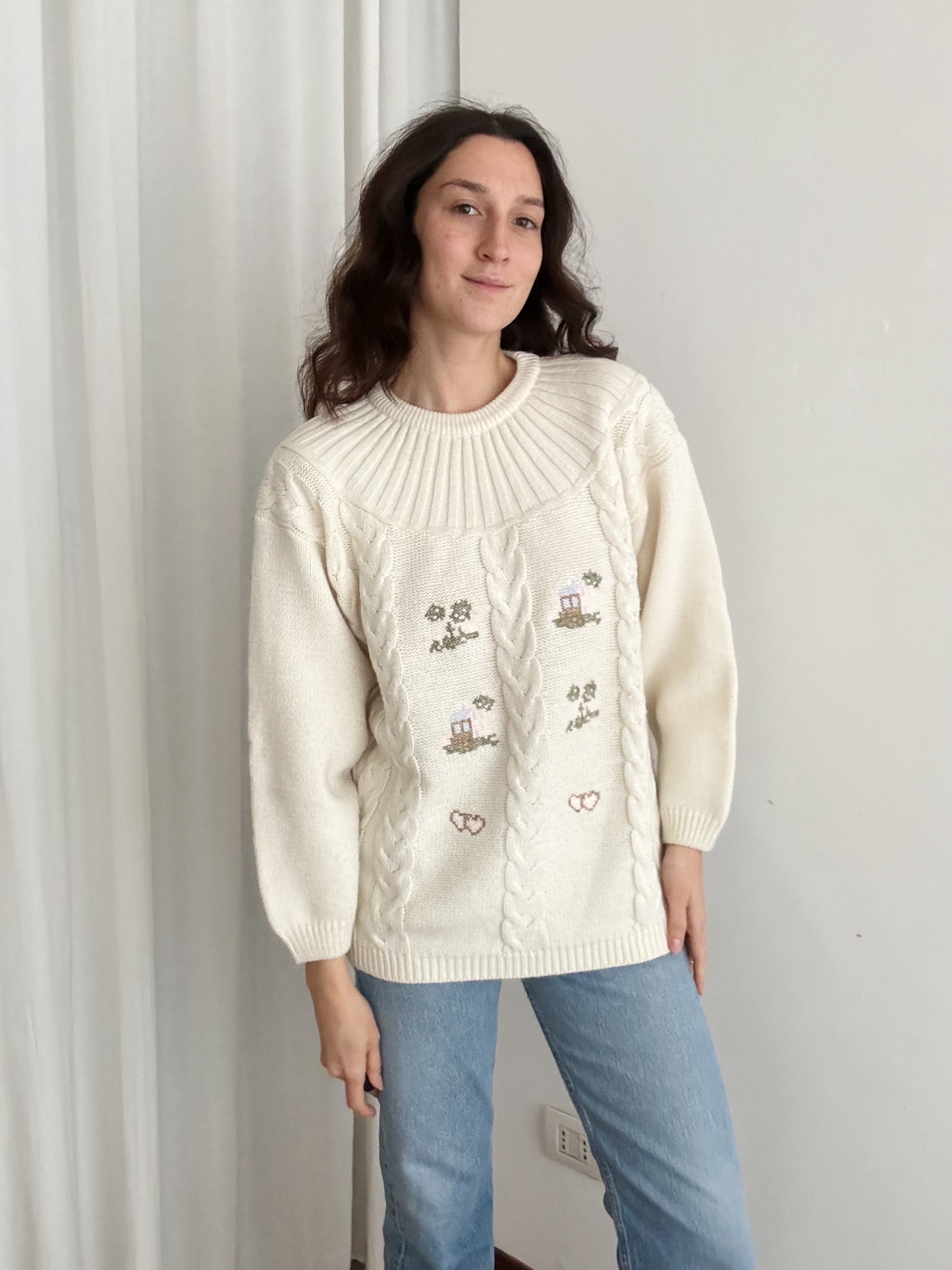 Maglione bianco casette L