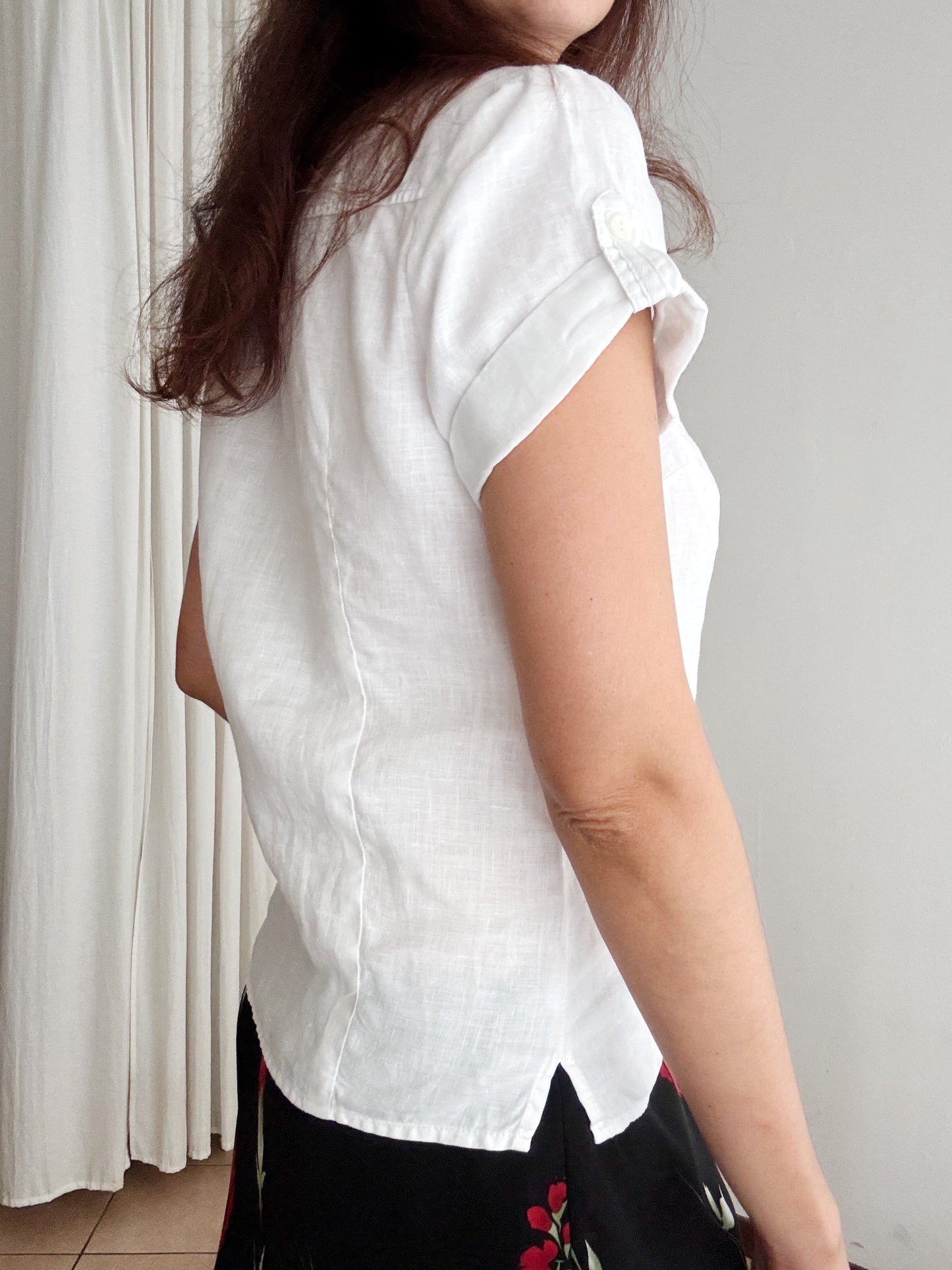 Camicia in lino bianco 46