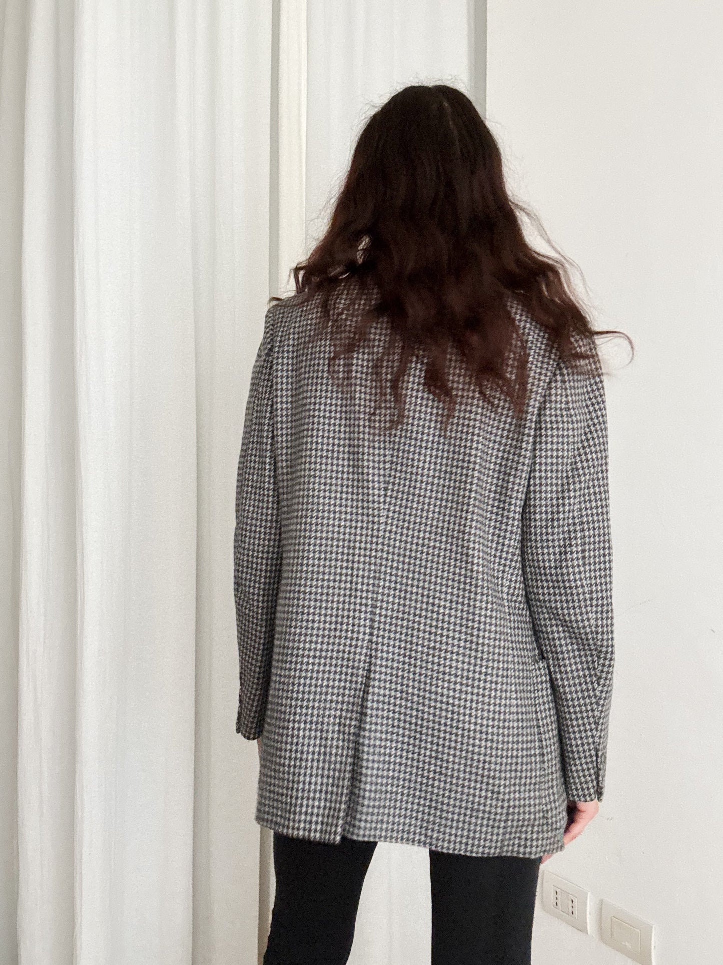 Blazer lana blu grigio L