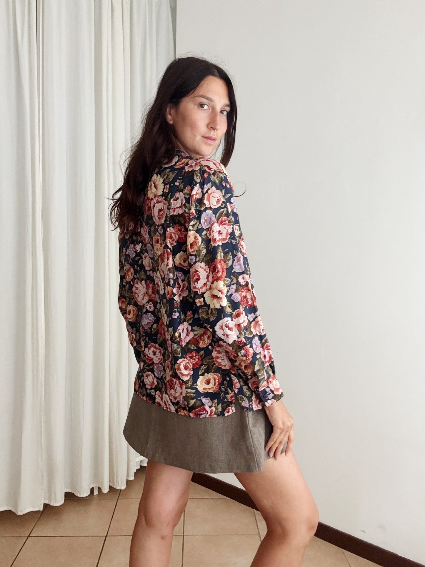 Camicia seta floreale L