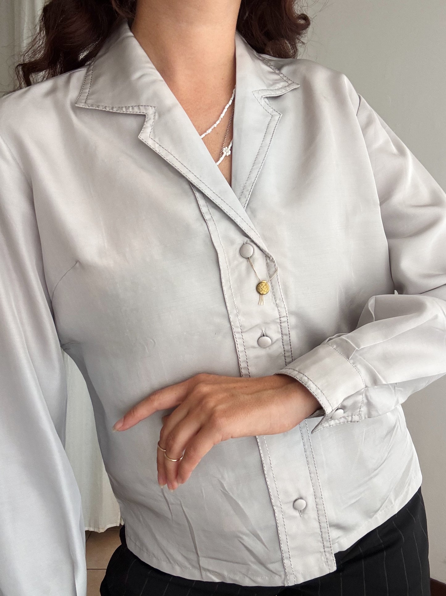 Camicia seta grigia argento M