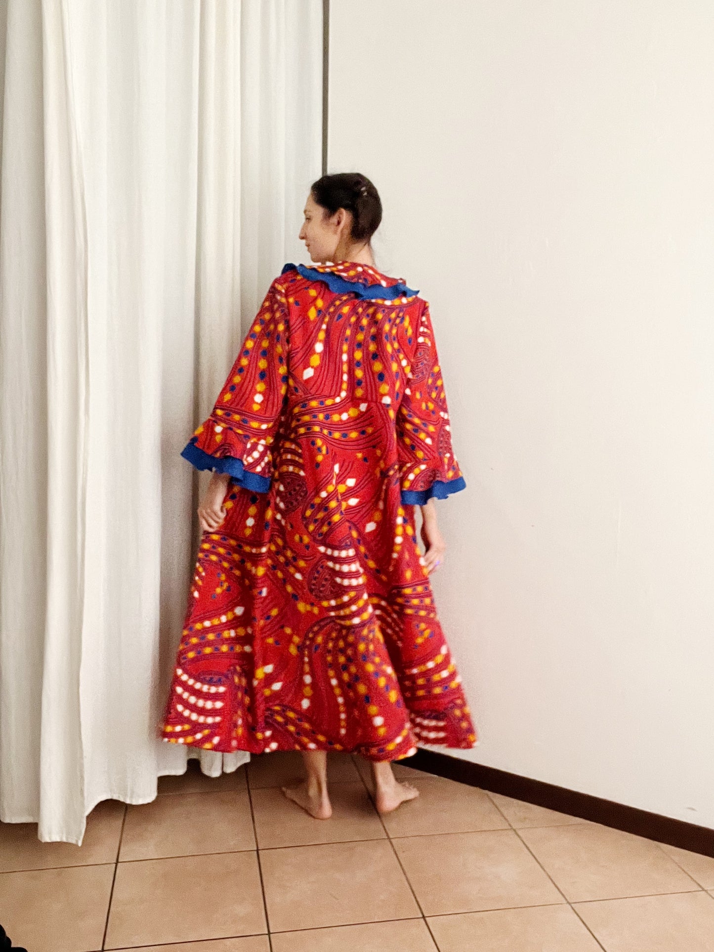 Vestaglia abito rosso blu 50