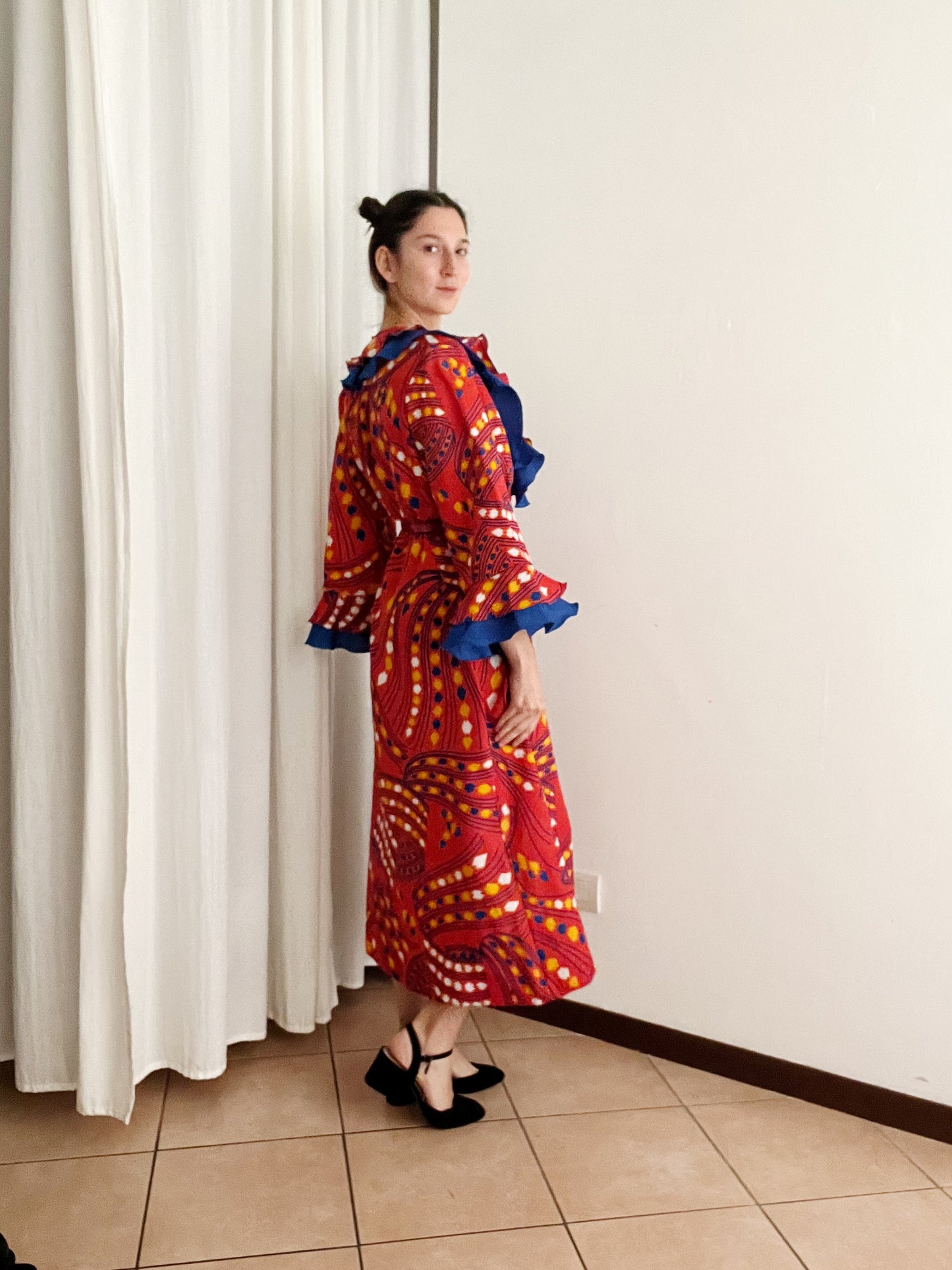 Vestaglia abito rosso blu 50