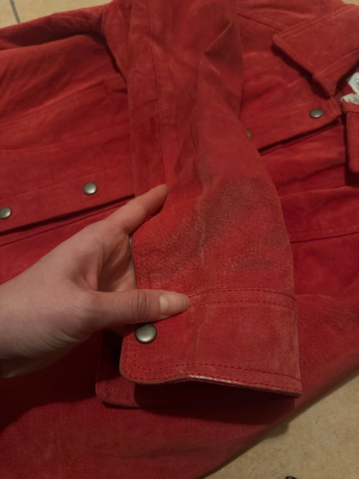 Giacca in pelle rossa M