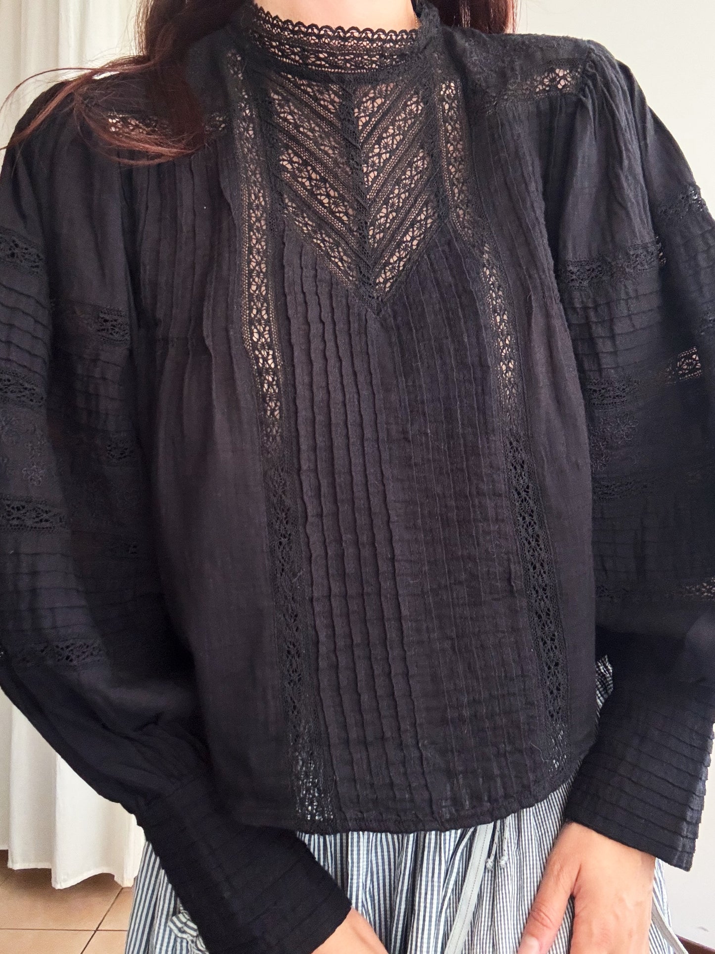 Camicia con maniche a sbuffo M