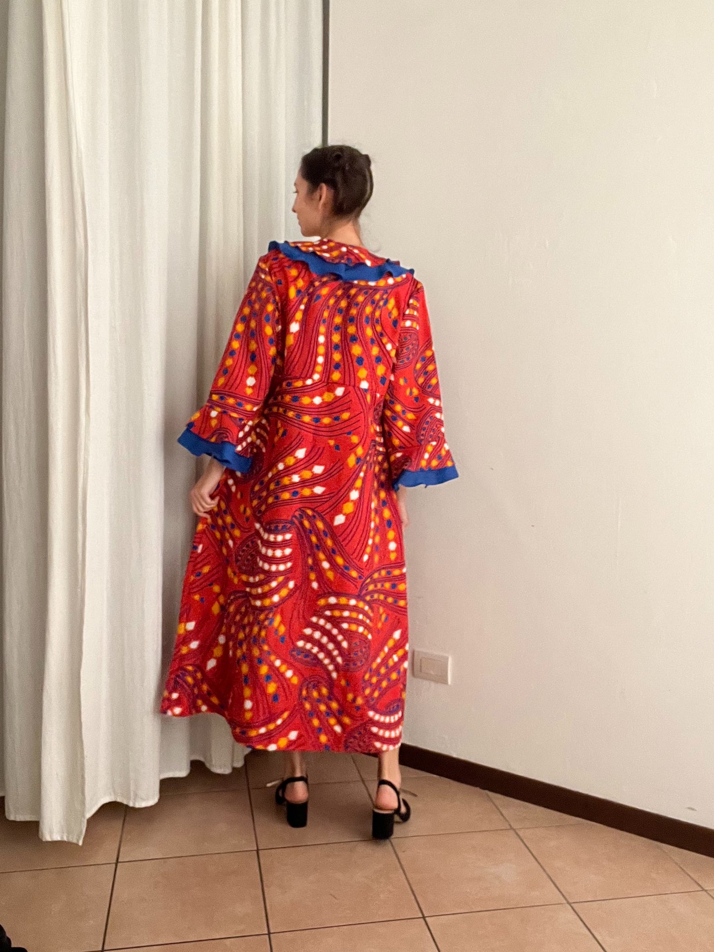 Vestaglia abito rosso blu 50