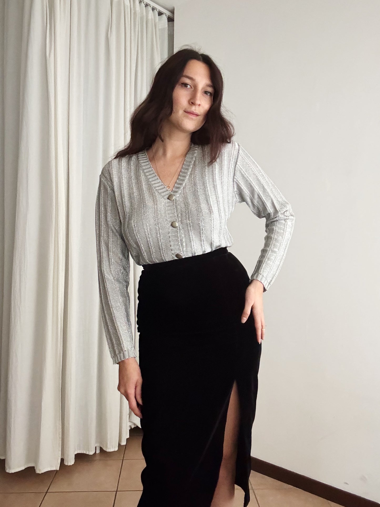 Cardigan argento M