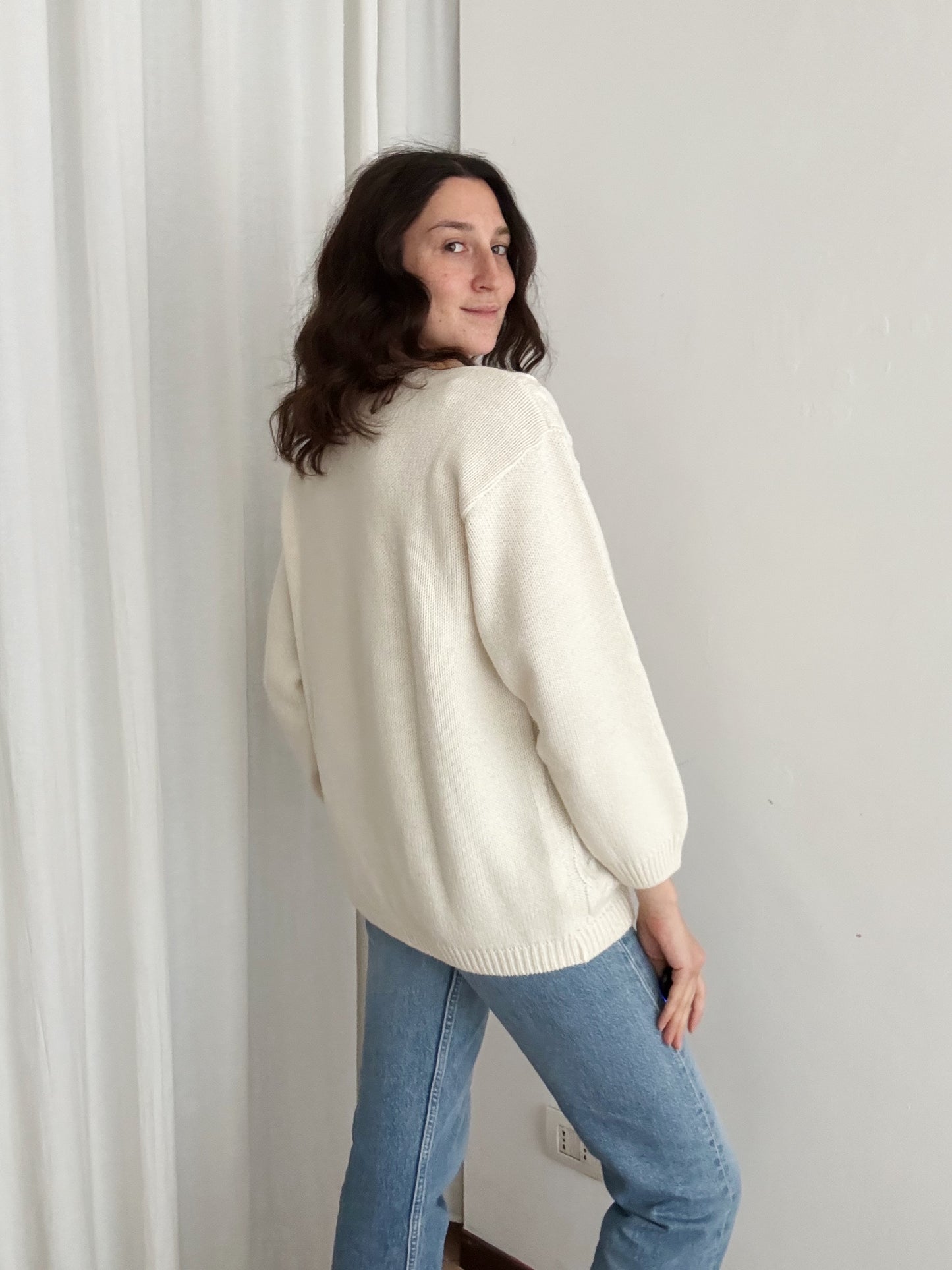 Maglione bianco casette L