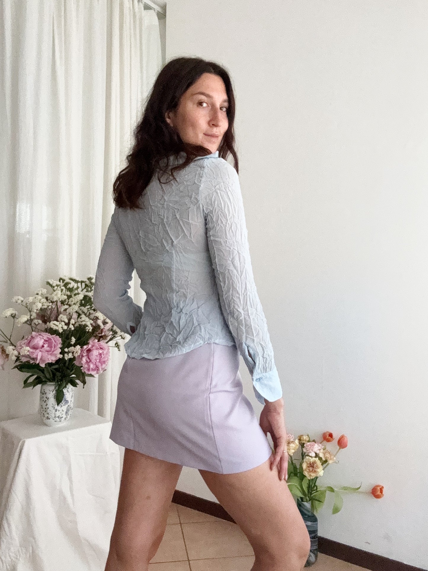 Camicia azzurra seta S
