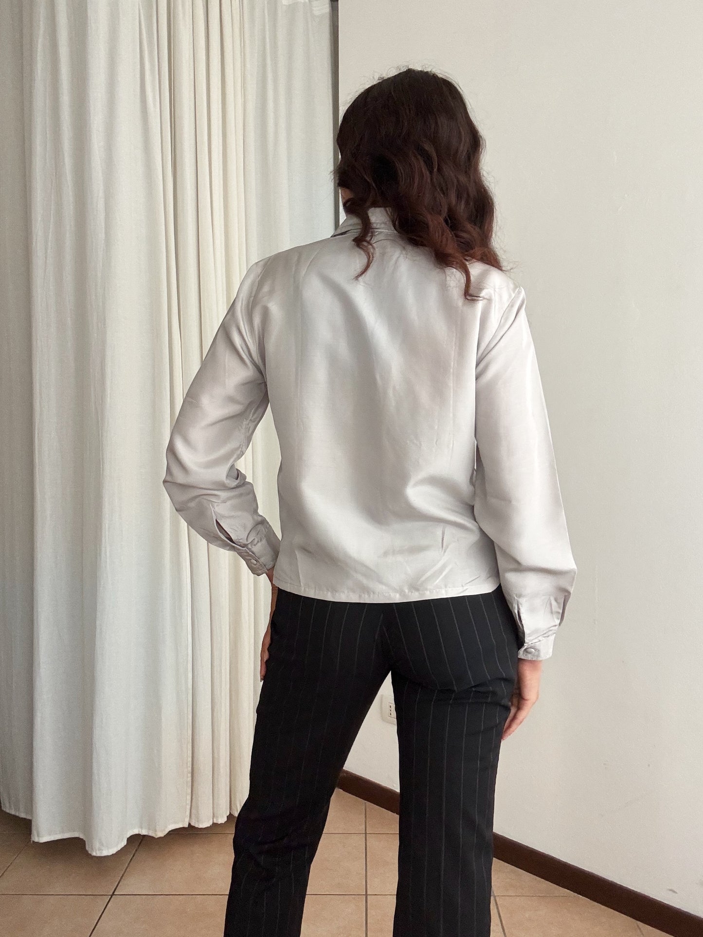 Camicia seta grigia argento M