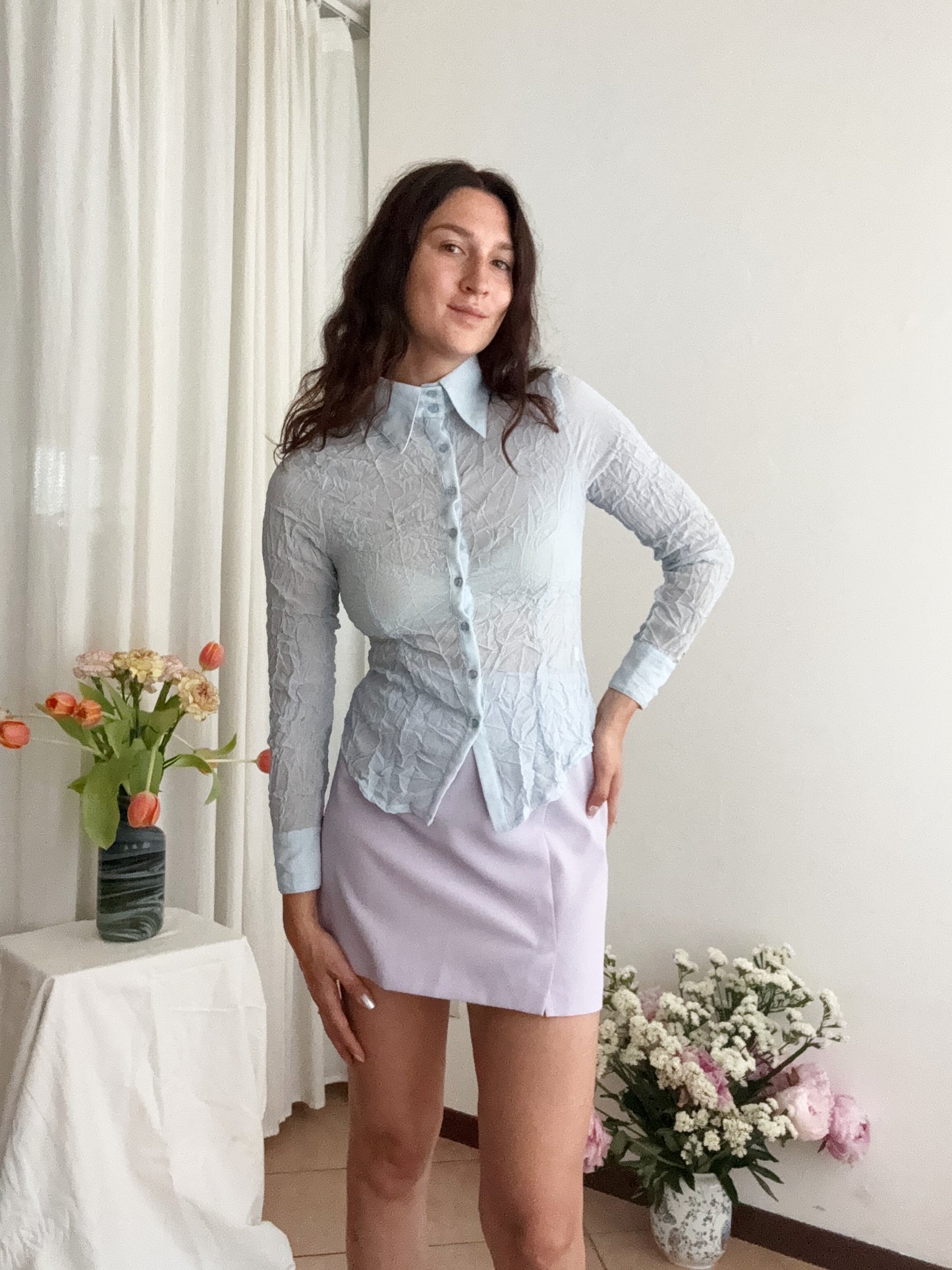 Camicia azzurra seta S
