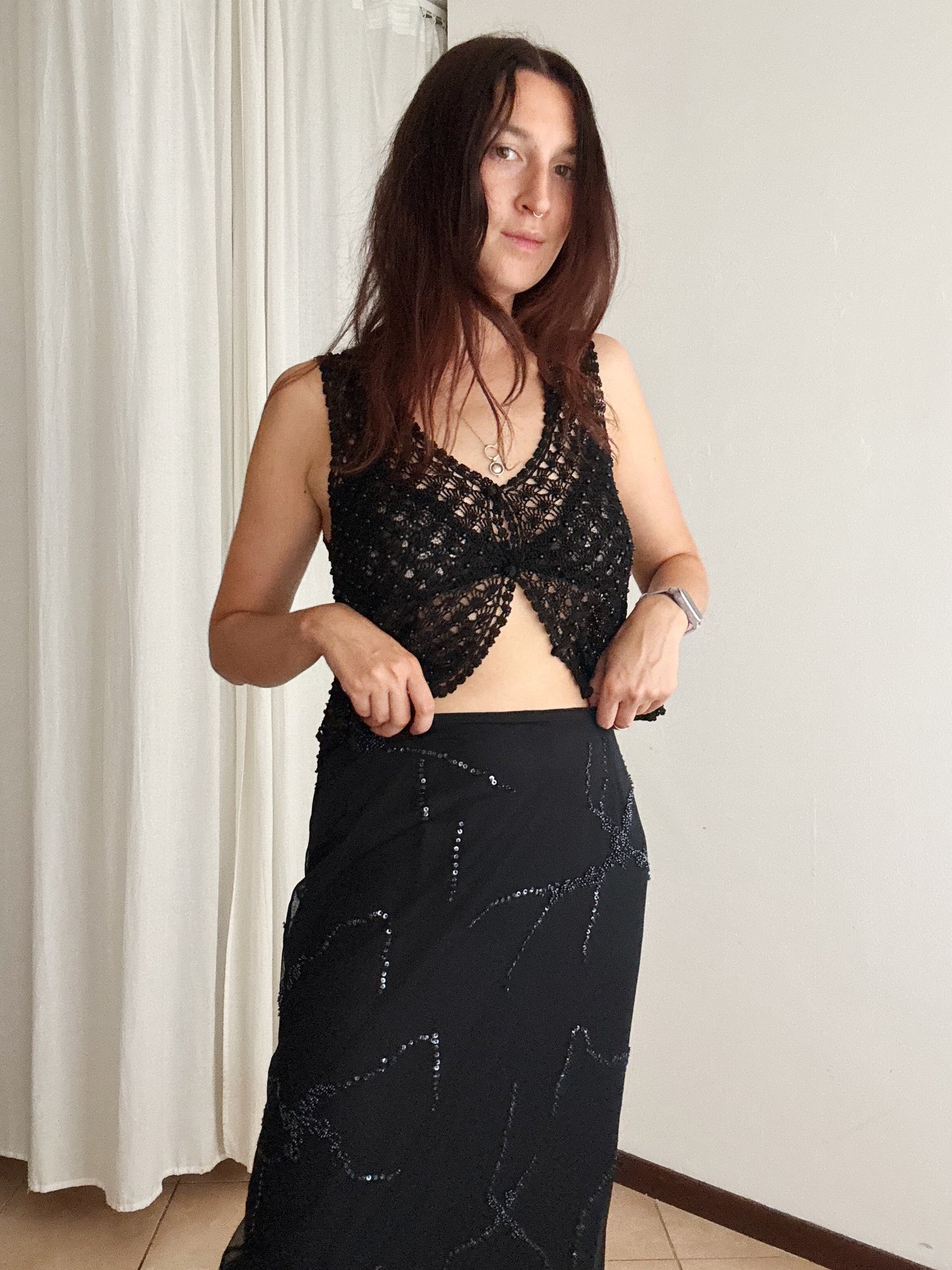 Gonna nera con paillettes 46