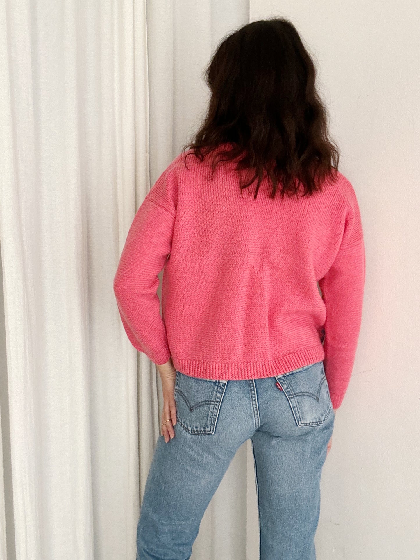 Cardigan rosa fiori S/M