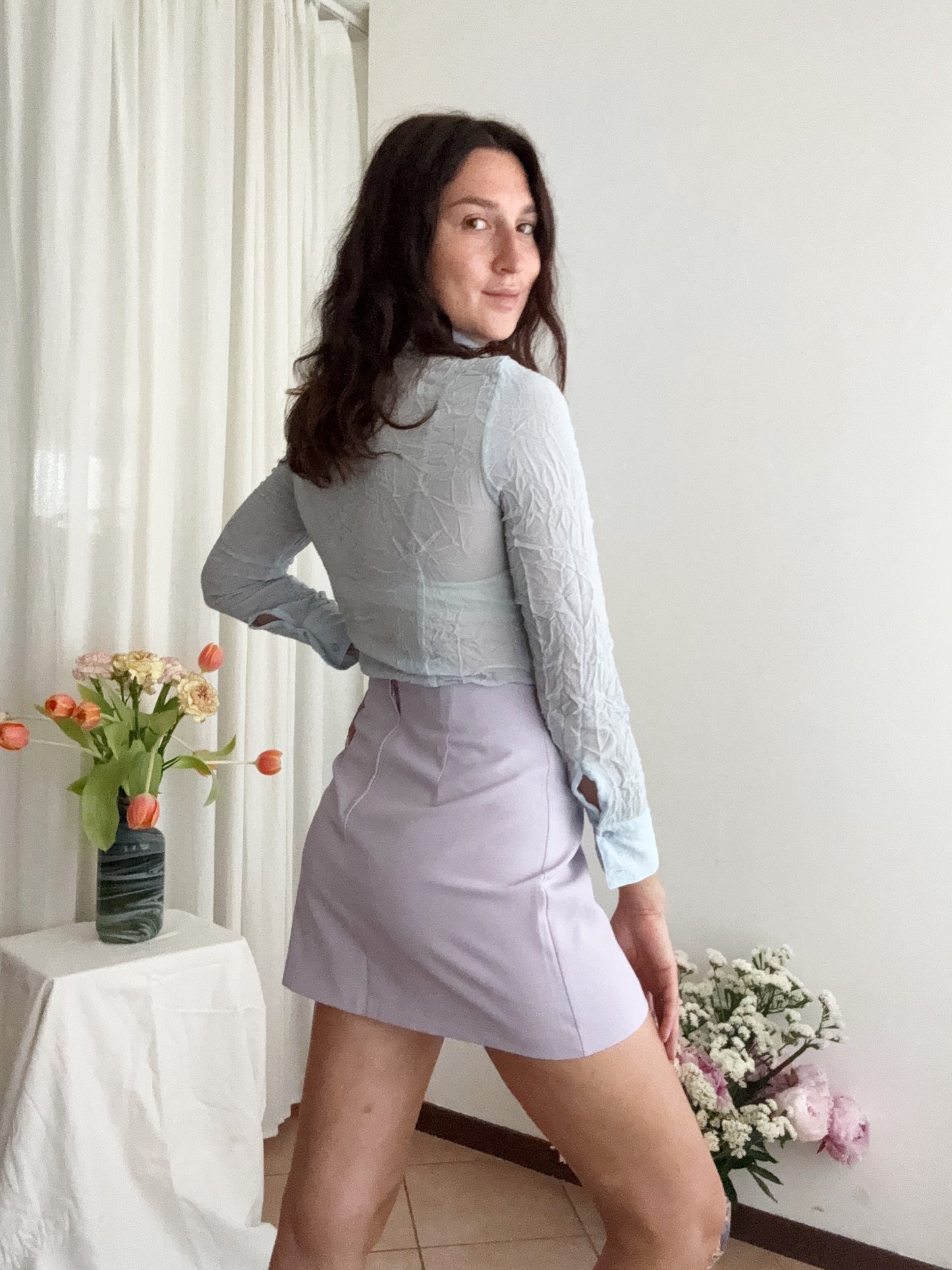 Camicia azzurra seta S