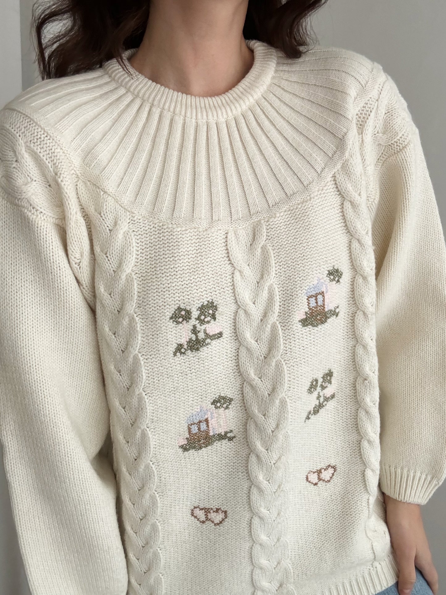 Maglione bianco casette L