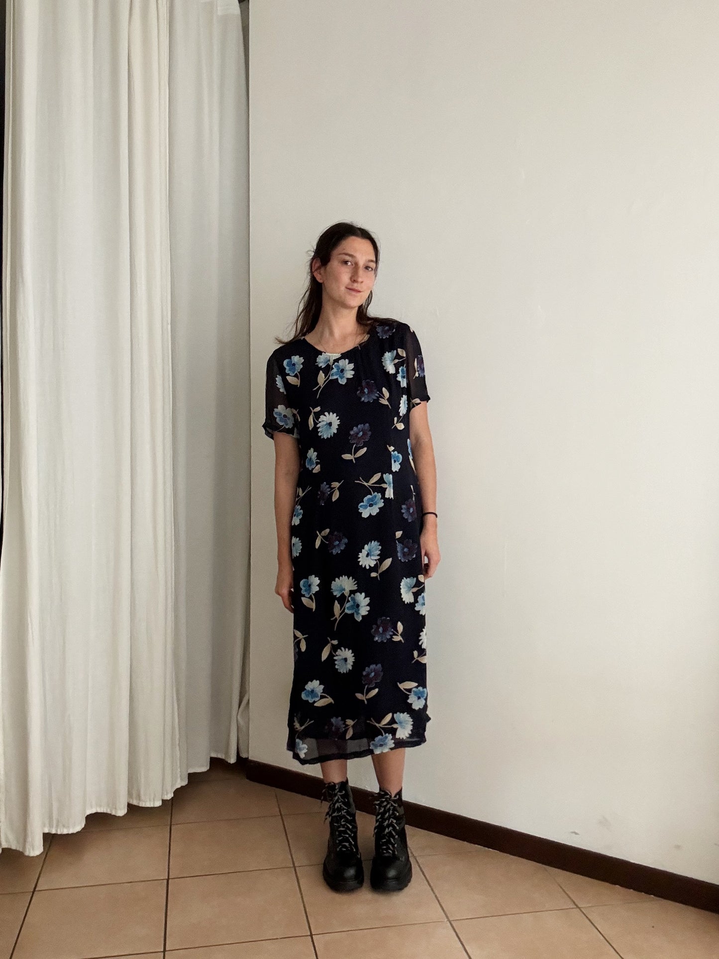 Abito lungo floreale blu 46