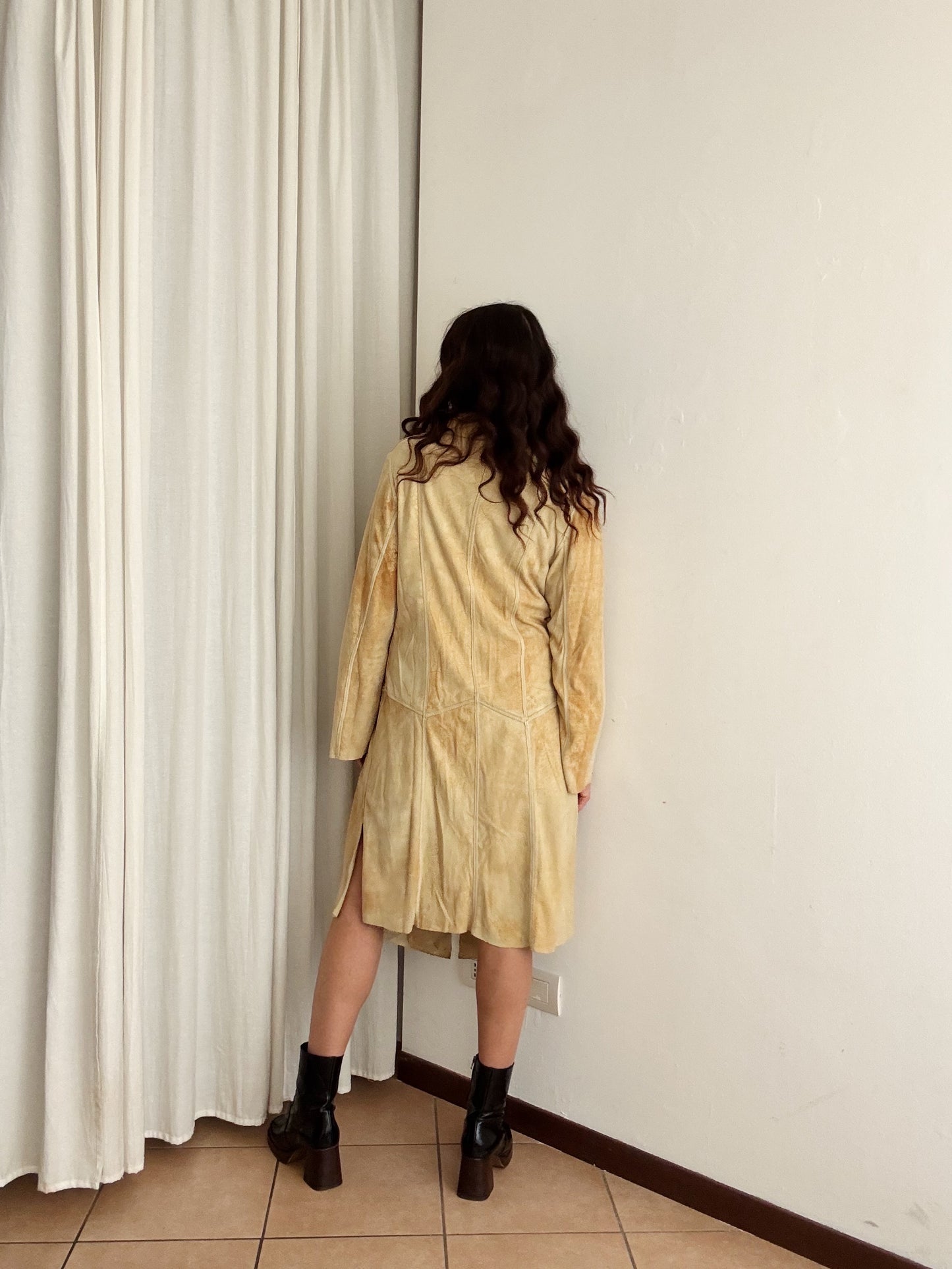 Giacca in pelle lunga scamosciata M/L