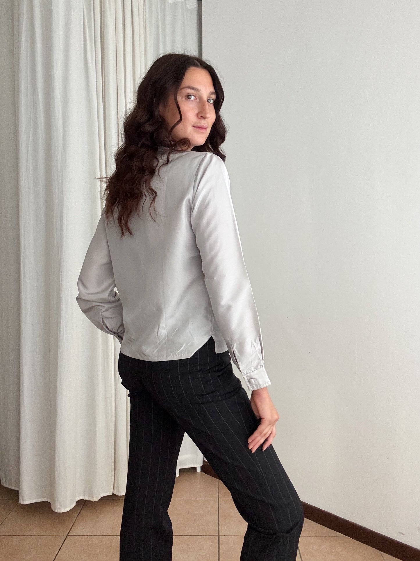 Camicia seta grigia argento M
