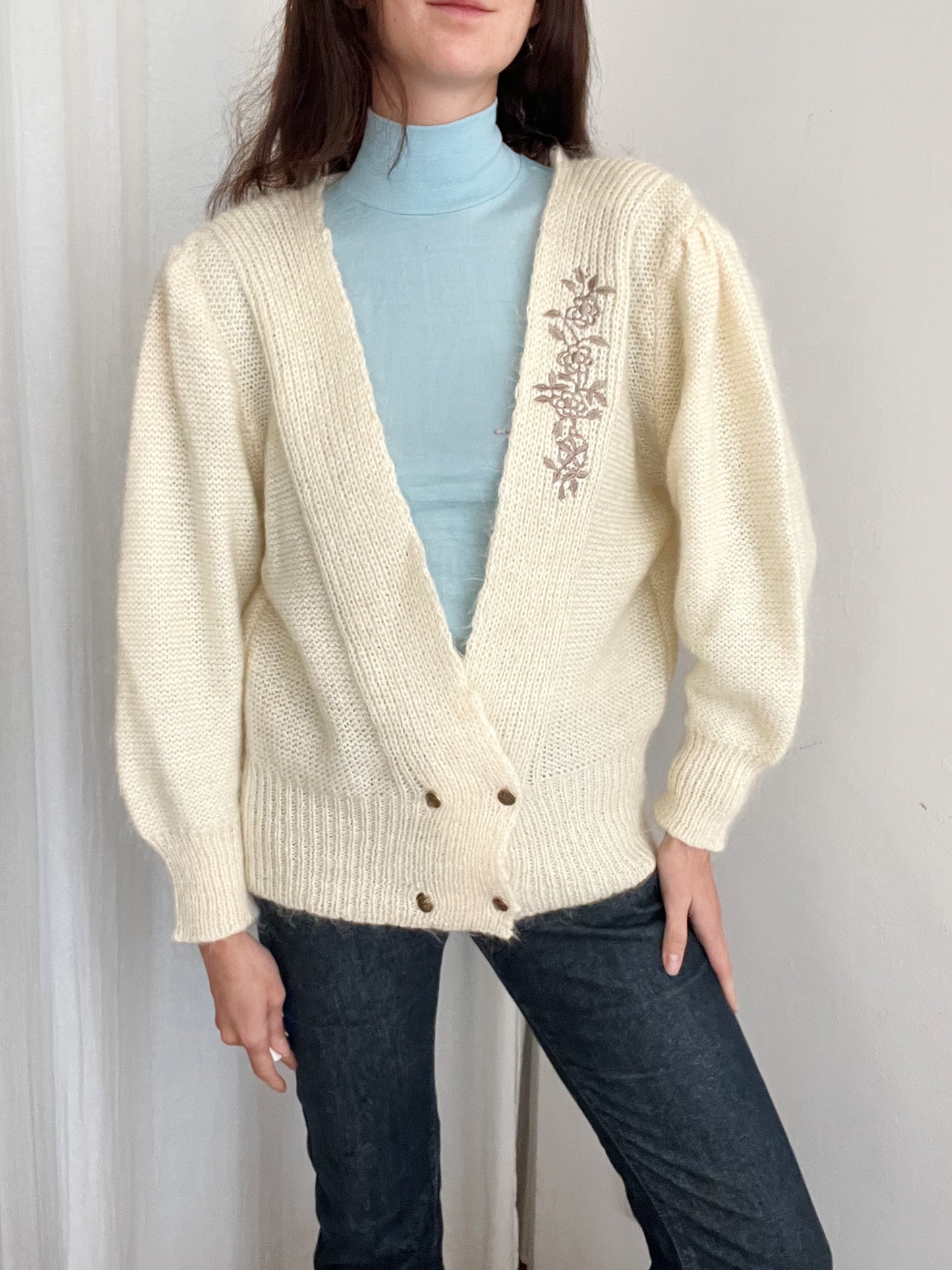 Cardigan bianco pelosino L
