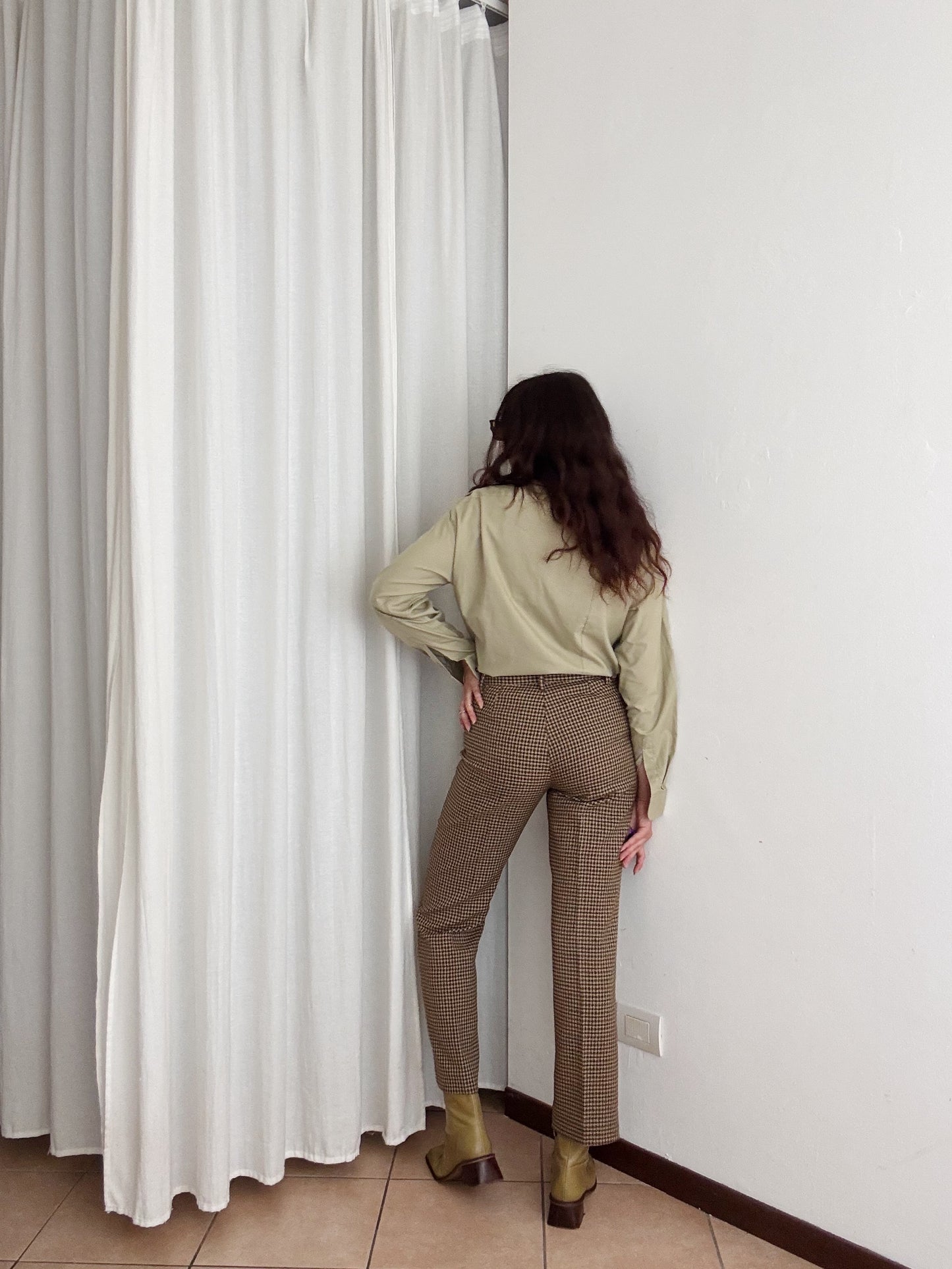 Pantaloni lana beige M