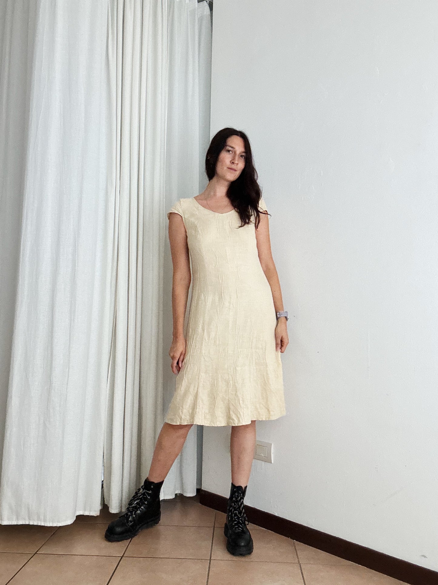 Abito lino beige 42