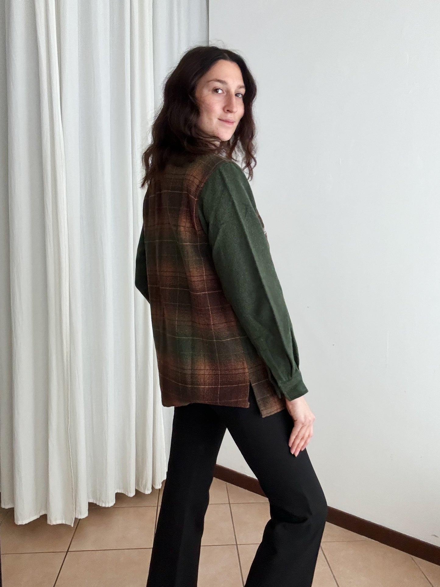Camicia nuova misto lana unisex M