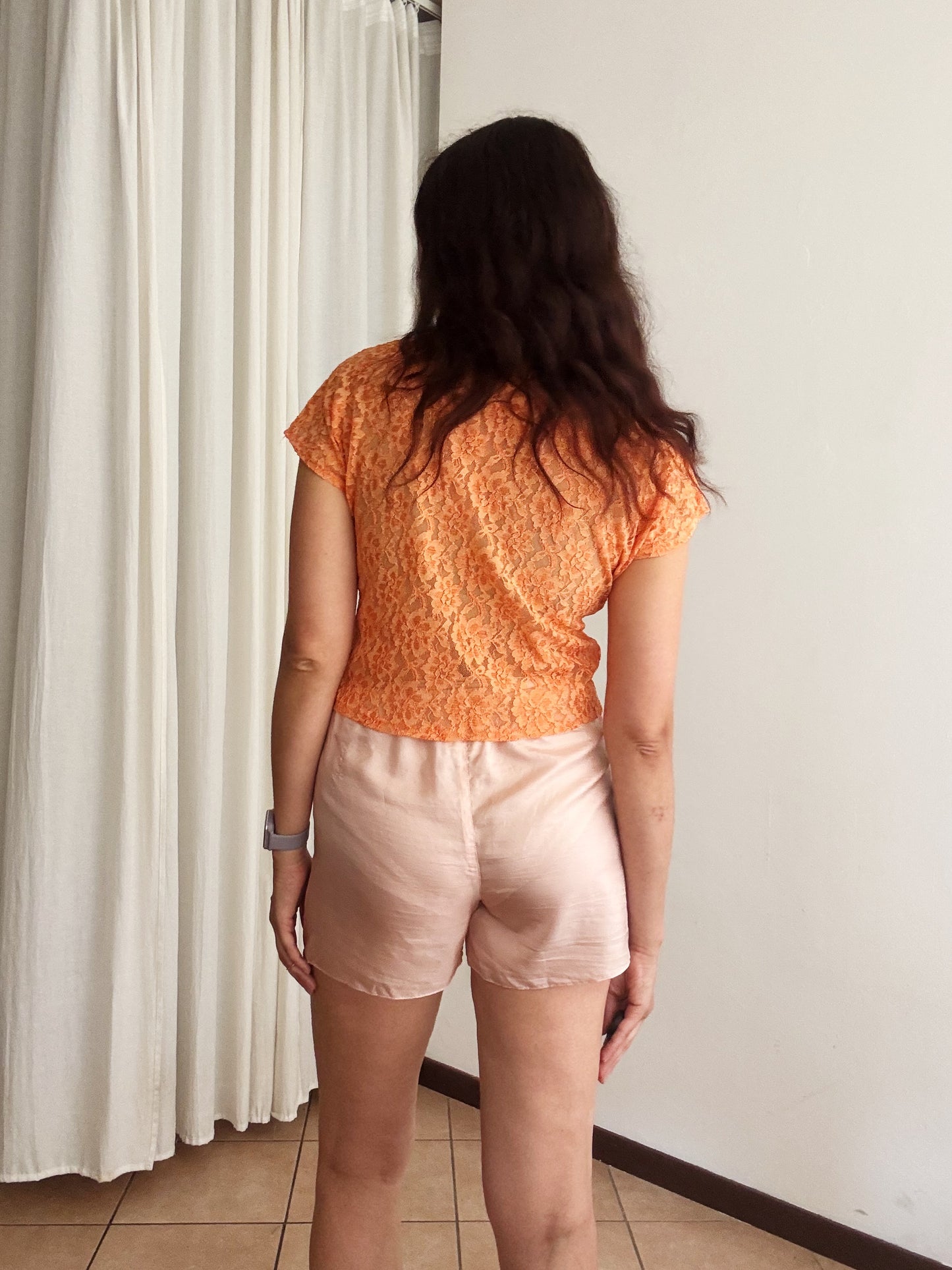 Camicia in pizzo arancione S/M