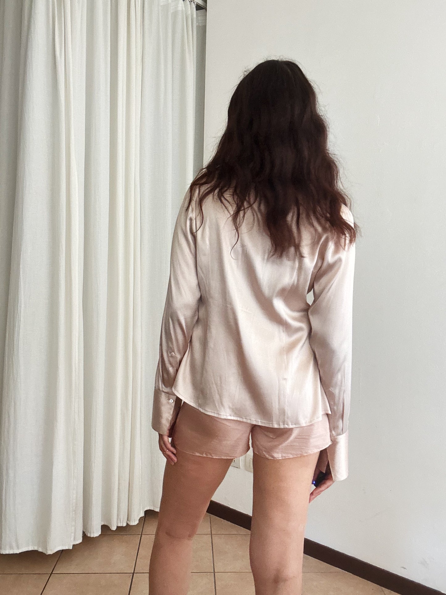 Camicia seta con rouches 46