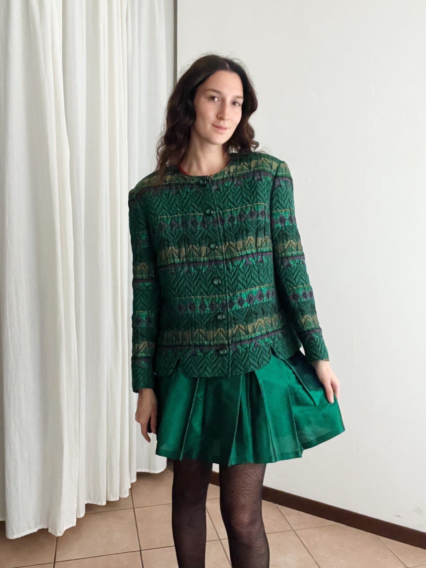 Giacca vintage verde smeraldo L