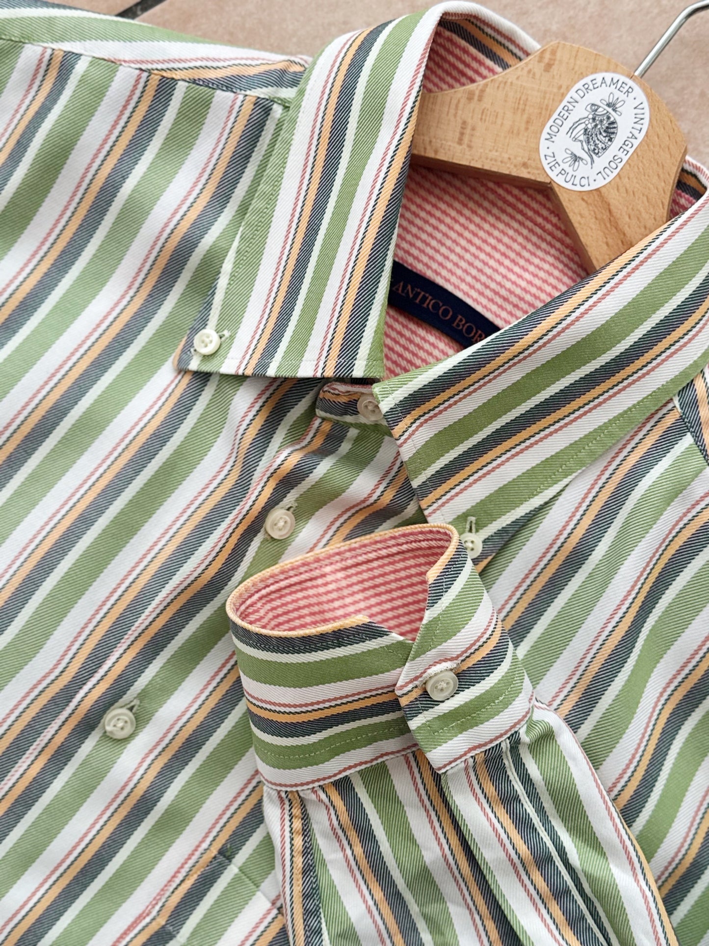 Camicia uomo a righe verdi 42