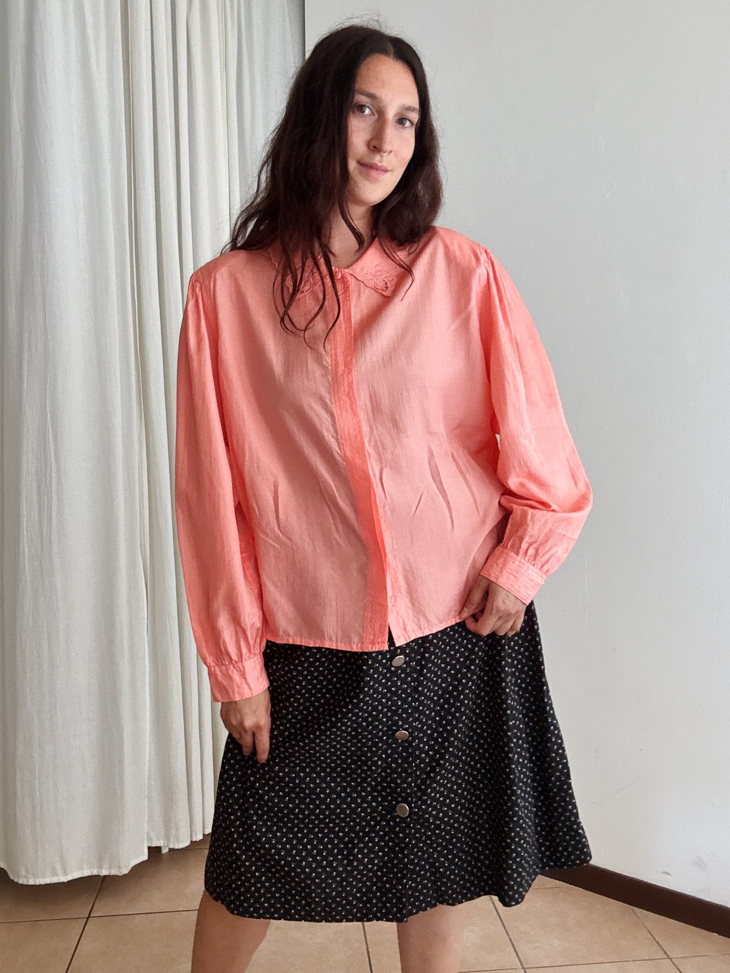 Camicia seta rosa L