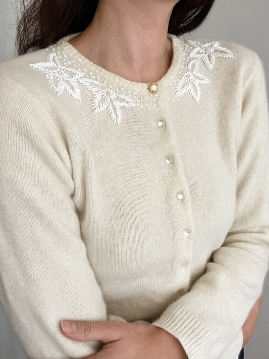 Cardigan bianco con ricami S/M