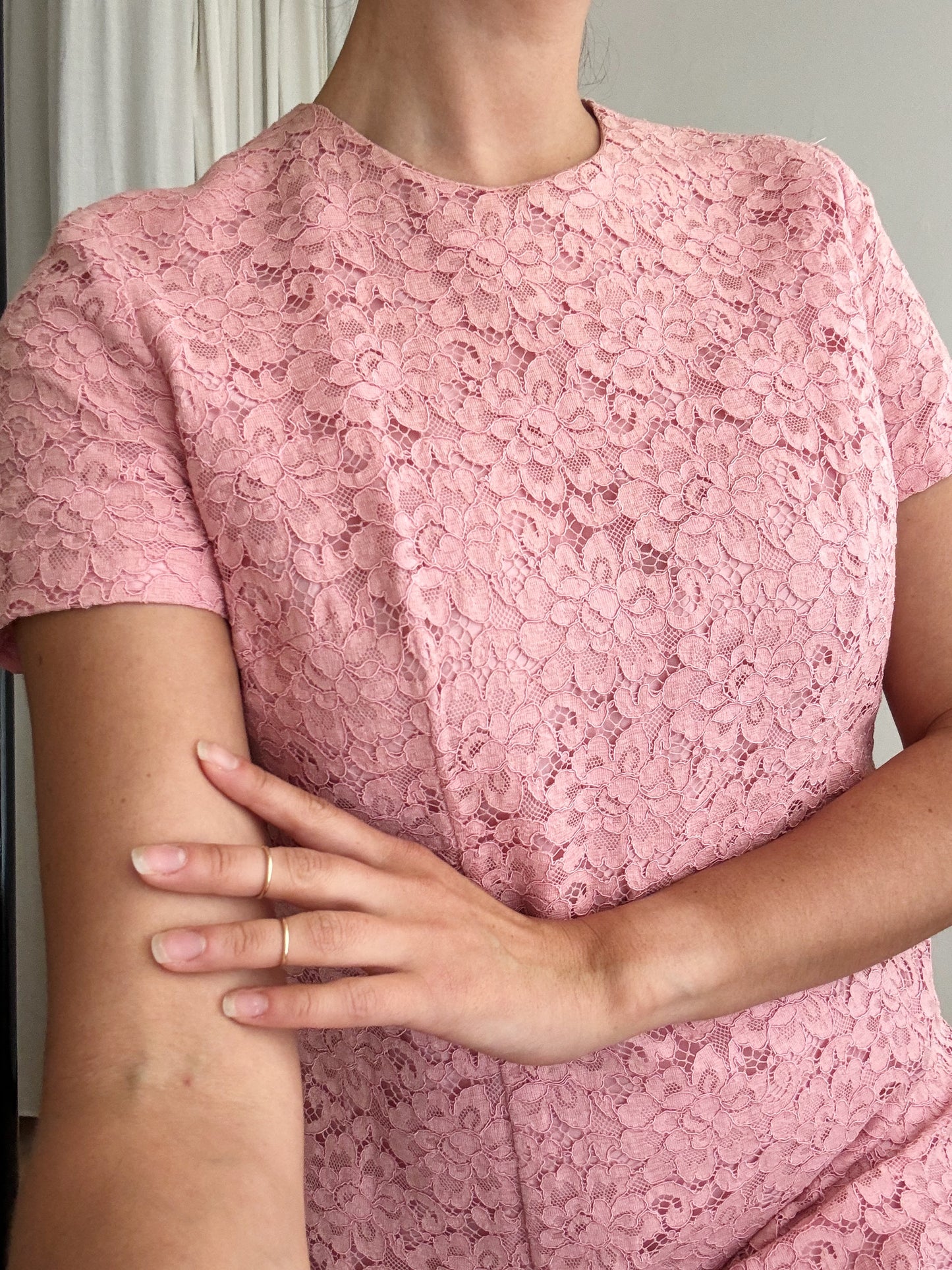 Abito sartoriale pizzo rosa M