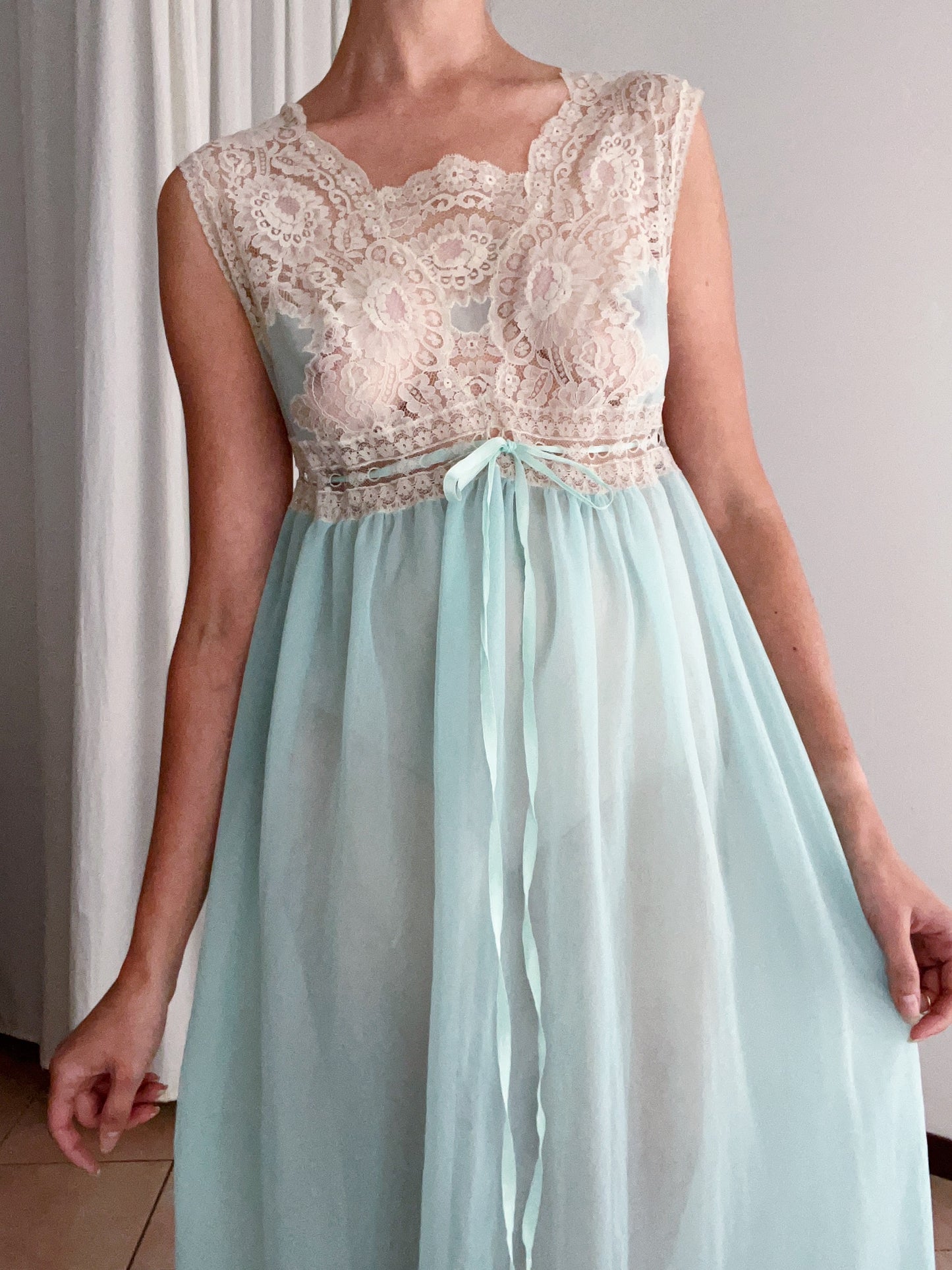 Sottoveste turchese pizzo M