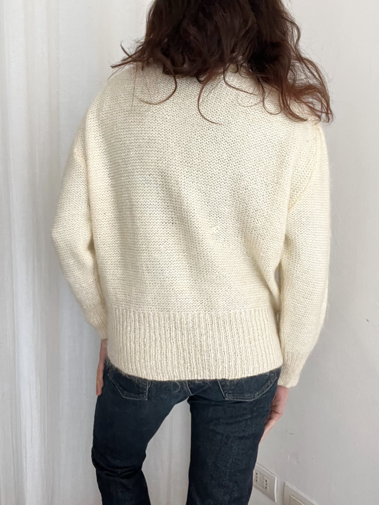Cardigan bianco pelosino L