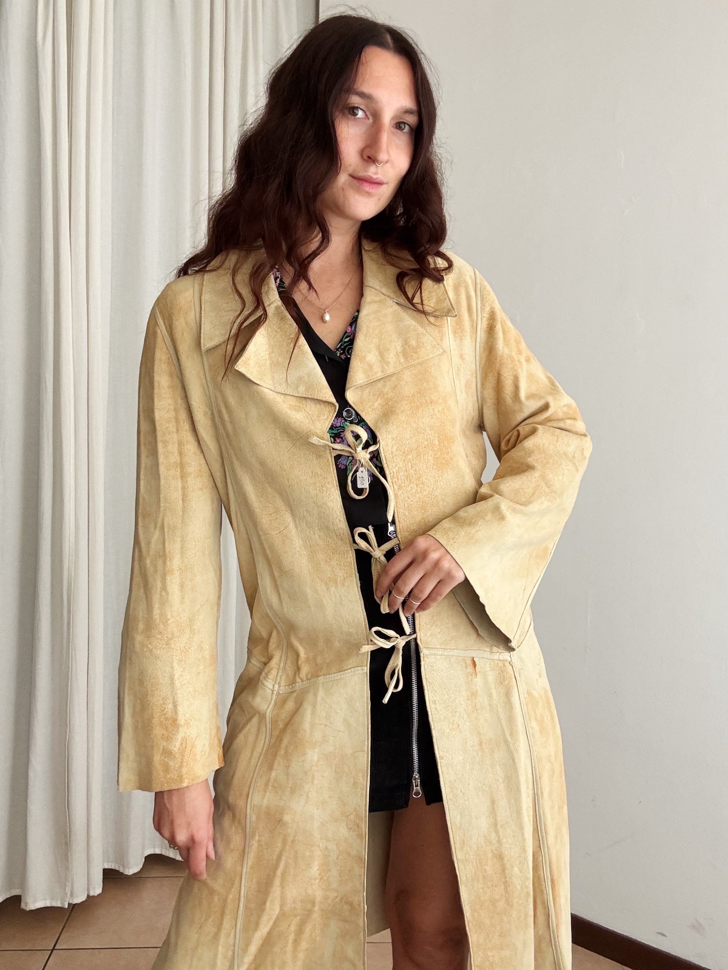 Giacca in pelle lunga scamosciata M/L