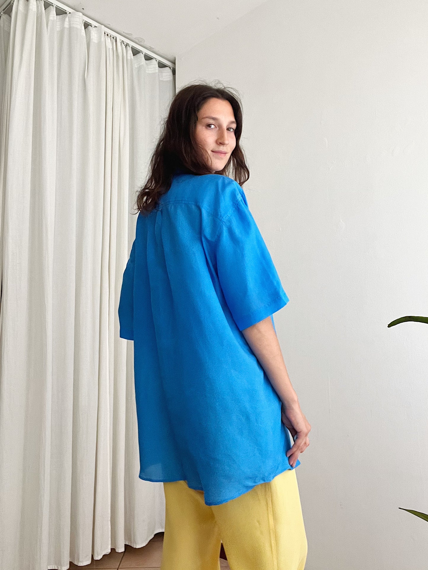 Camicia seta blu elettrico L