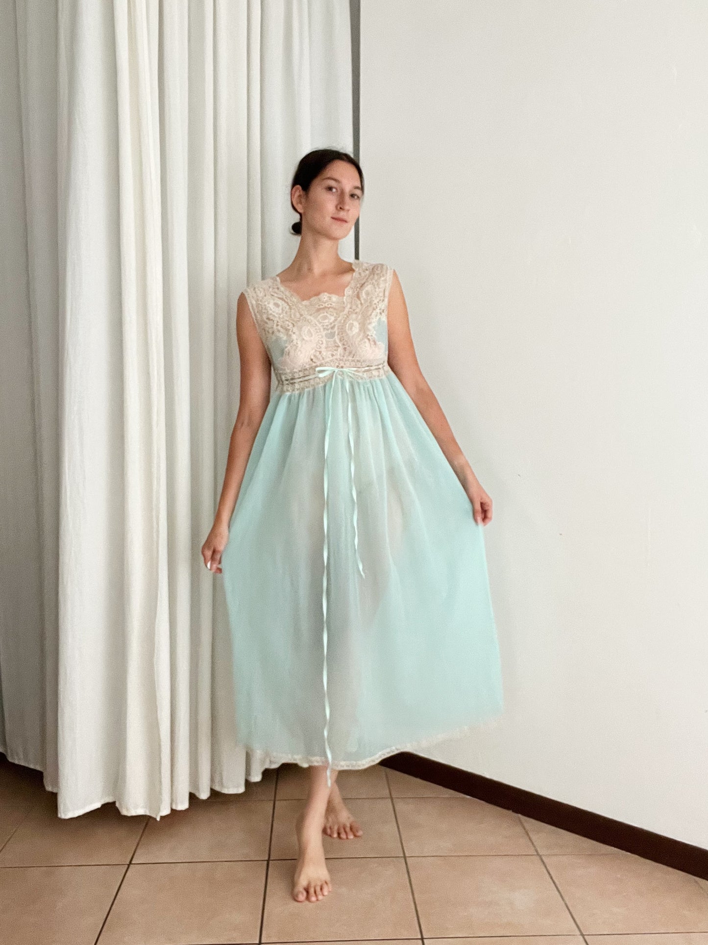 Sottoveste turchese pizzo M