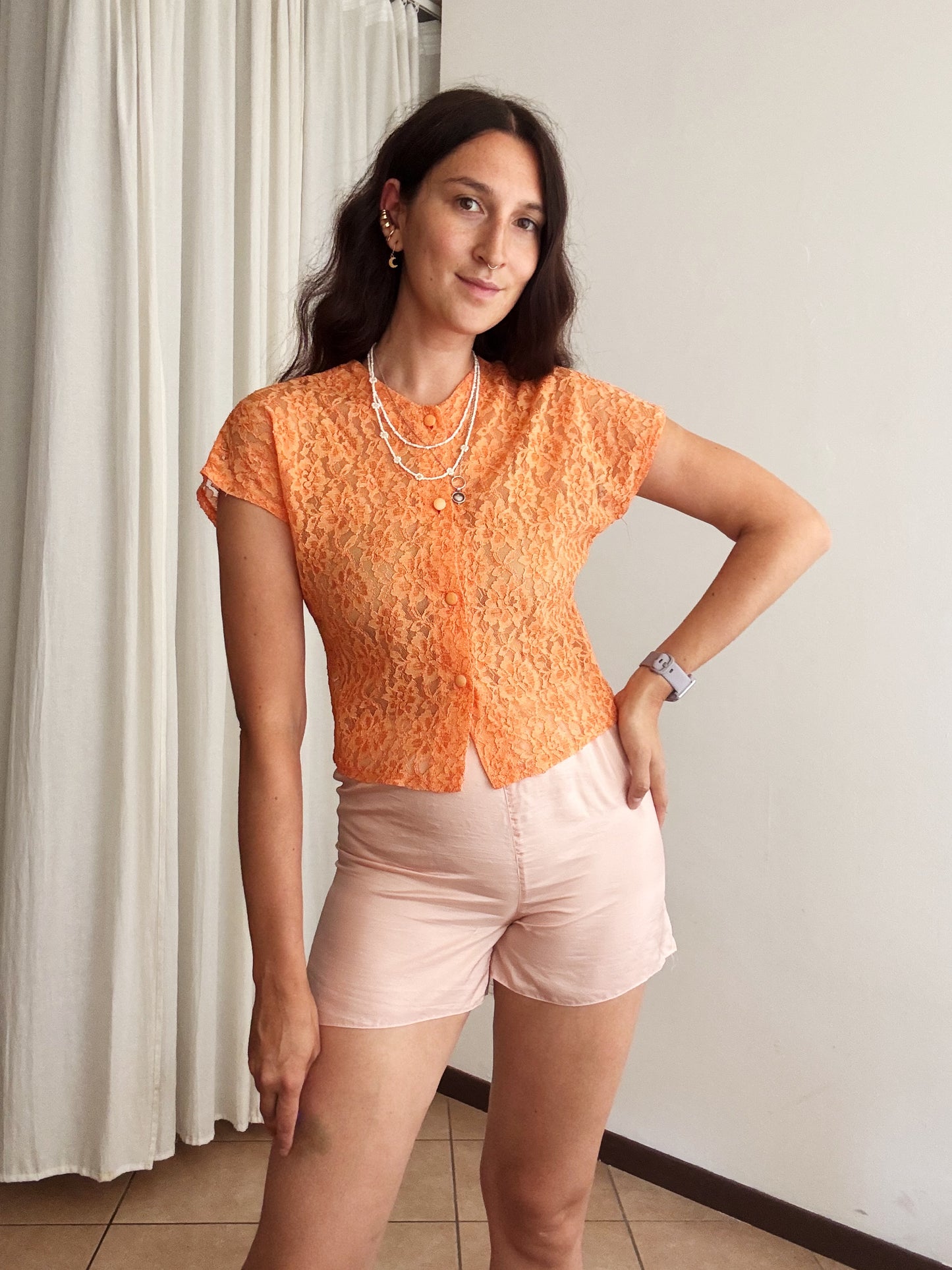 Camicia in pizzo arancione S/M